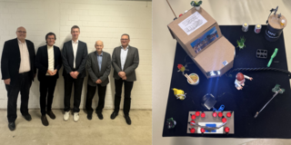 Herr Waldner mit seinen Prüfern und Doktorhut